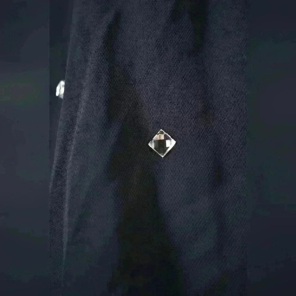 NWT LOVE MOSCHINO Navy Blue Viscose  Long Sleeve Rhinestone Sparkle Blouse 4US - Picture 6 of 8